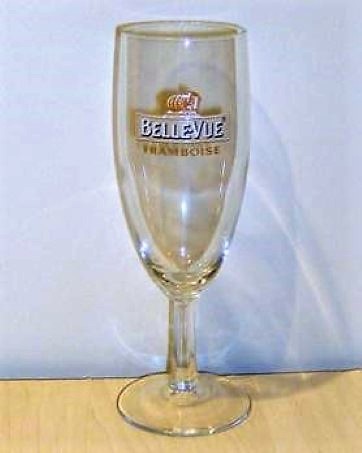 beer glass from the Belle vue brewery in Belgium with the inscription 'Belle-vue Framboise'