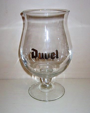 beer glass from the Duvel Moortgat brewery in Belgium with the inscription 'Duvel'