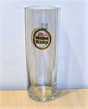 beer glass from the Gilden  brewery in Germany with the inscription 'Gilden Kolsch'