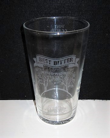 beer glass from the Ringwood brewery in England with the inscription 'Best Bitter Ringwood Brewery'