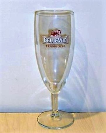 beer glass from the Belle vue brewery in Belgium with the inscription 'Belle-vue Framboise'