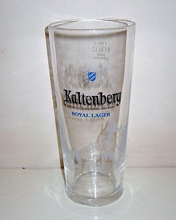 beer glass from the Kaltenberg brewery in Germany with the inscription 'Kaltenberg Royal Lager Koniglich Bayerisches Beer'