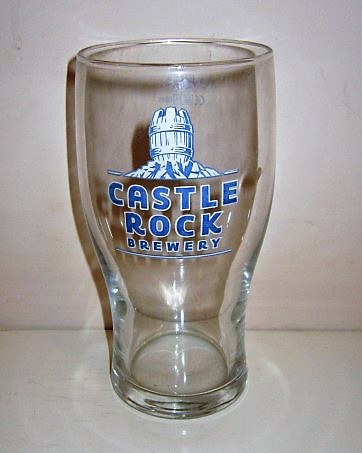 beer glass from the Castle Rock brewery in England with the inscription 'Castle Rock Brewery'