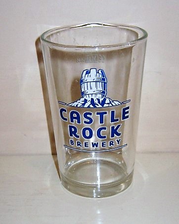 beer glass from the Castle Rock brewery in England with the inscription 'Castle Rock Brewery'