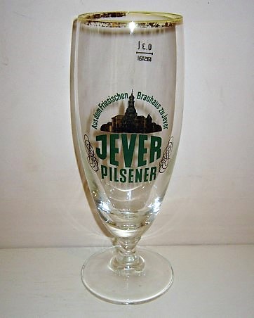 beer glass from the Jever  brewery in Germany with the inscription 'Jever Pilsner Aus Dem Friesischen Brauhaus Zu Jever'