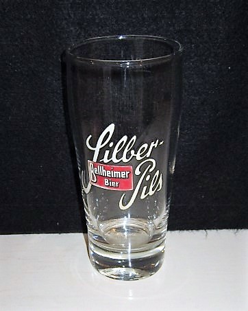 beer glass from the Parkbrauerei brewery in Germany with the inscription 'Siber Pils Bellheimer Bier'