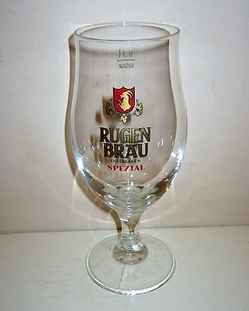 beer glass from the RugenBrau  brewery in Switzerland with the inscription 'Rugen Brau Interlaken Spezial'