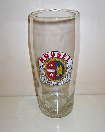 beer glass from the Mousel - Diekirch SA brewery in Luxembourg with the inscription 'Mousel Luxembourge'