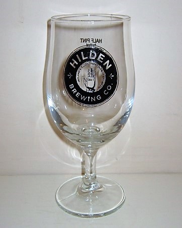 beer glass from the Hilden Brewing Co  brewery in Northern Ireland with the inscription 'Hilden Brewing Co Ireland's Oldest Independent Brewery Craft'