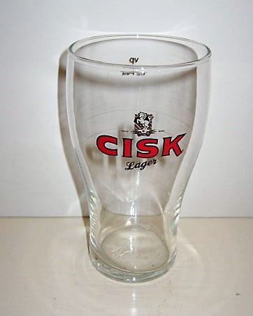 beer glass from the Farsons brewery in Malta with the inscription 'Cisk Larger'