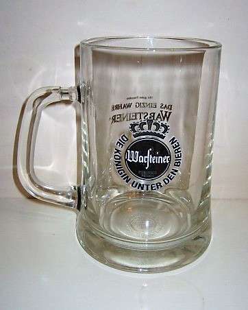 beer glass from the Warsteiner brewery in Germany with the inscription 'Warsteiner Premium Verum Eine Konigin Unter Den Bieren'