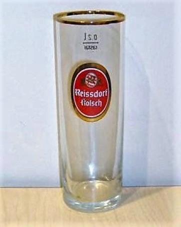 beer glass from the Heinrich Reissdorf brewery in Germany with the inscription 'Reissdorf Kolsch'