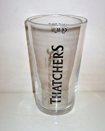 beer glass from the Thatchers brewery in England with the inscription 'Thatchers'
