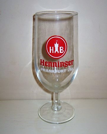 beer glass from the Henninger brewery in Germany with the inscription 'HB Henninger Frankfurt AM'