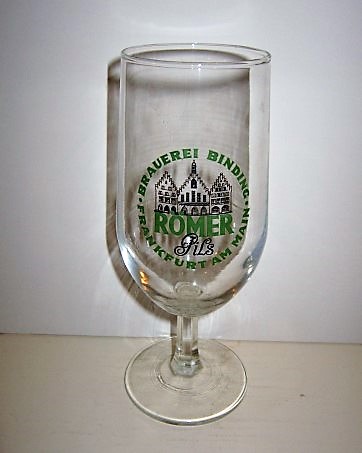 beer glass from the Binding brewery in Germany with the inscription 'Romer Pils, Brauerei Binding Frankfurt Am Main'