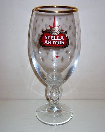 beer glass from the Stella Artois brewery in Belgium with the inscription 'Anno 1366 Stella Artois'