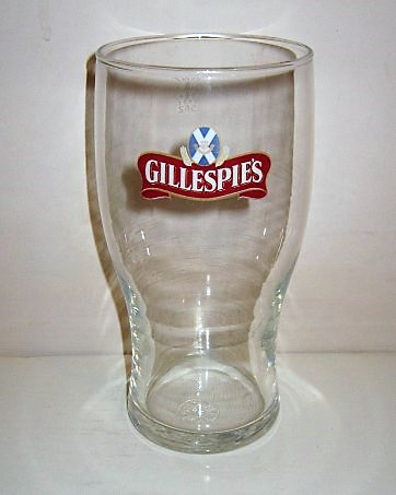 beer glass from the Scottish Courage brewery in Scotland with the inscription 'Gillespie's'