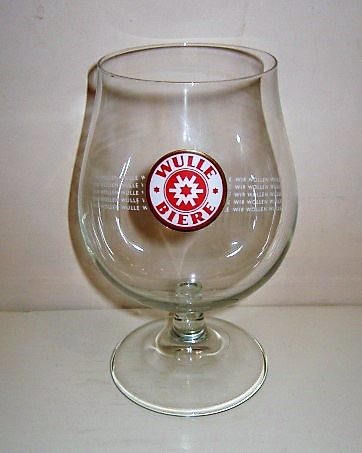 beer glass from the Dinkelacker-Schwabenbraeu brewery in Germany with the inscription 'Wulle Biere'