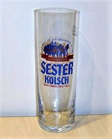 beer glass from the Sester brewery in Germany with the inscription 'Sester Kolsch Rein Obergarig Hell'