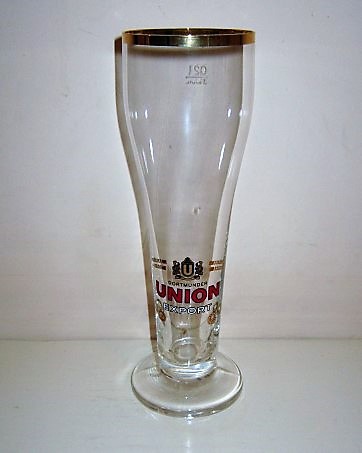 beer glass from the Dortmunder Union  brewery in Germany with the inscription 'Dortmunder Union Export'
