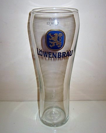 beer glass from the Lowenbrau brewery in Germany with the inscription 'Lowenbrau'