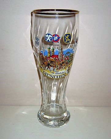 beer glass from the Miscellaneous brewery in Germany with the inscription 'Munchen, Various German beer brands'