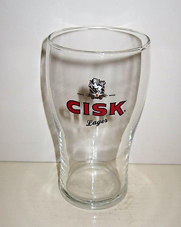 beer glass from the Farsons brewery in Malta with the inscription 'Cisk Larger'