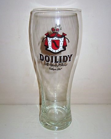 beer glass from the Piwowarska brewery in Poland with the inscription 'Dojlidy The Spirit Of Poland Since 1769'