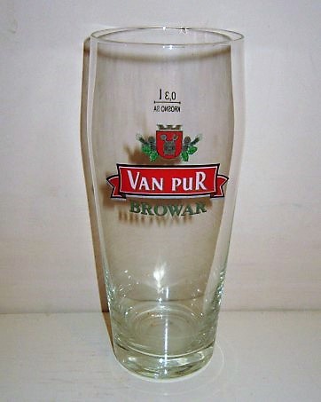 beer glass from the Browar Van Pur S.A. brewery in Poland with the inscription 'Van Pur Browar'