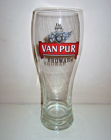 beer glass from the Browar Van Pur S.A. brewery in Poland with the inscription 'Van Pur Browar'