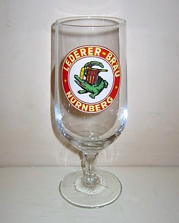 beer glass from the Tucher Brau brewery in Germany with the inscription 'Lederer Brau Nurnberg'