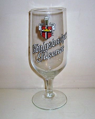 beer glass from the Konigsbacher brewery in Germany with the inscription 'Konigsbacher Pilsener'