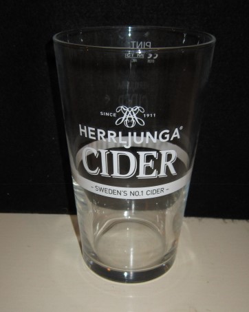 beer glass from the Gamlestadens brewery in Sweden with the inscription 'Herrljunga Cider Sweden's No 1 Cider'