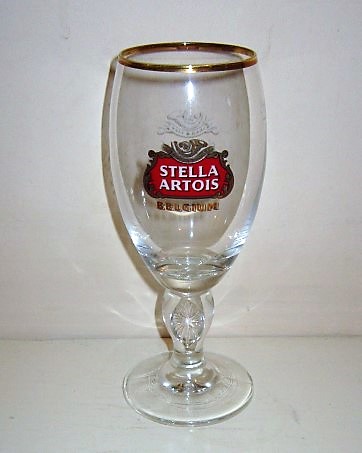 beer glass from the Stella Artois brewery in Belgium with the inscription 'Stella Artois Belguim'