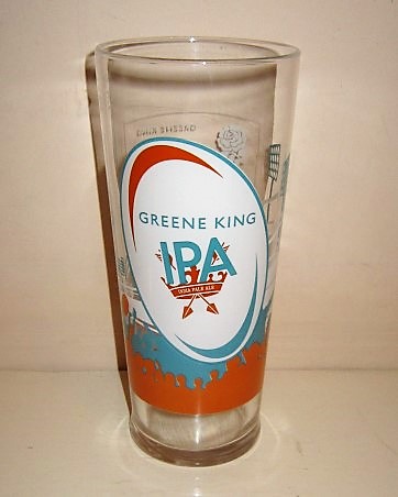 beer glass from the Greene King brewery in England with the inscription 'Greene King IPA India Pale Ale'