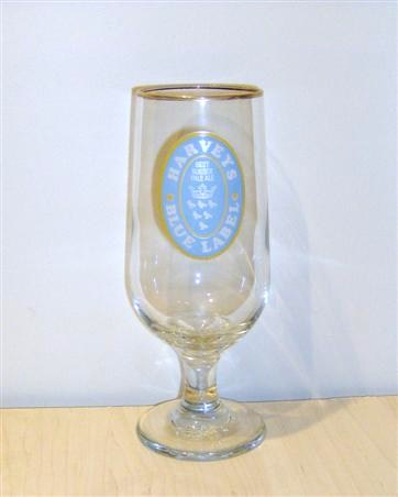beer glass from the Harvey & Son brewery in England with the inscription 'Harveys Blue Lable Best Sussex Pale Ale'
