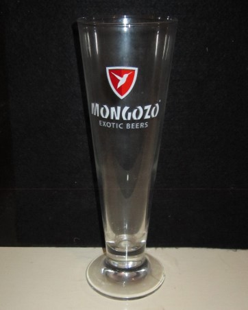 beer glass from the Huyght brewery in Belgium with the inscription 'Mongozo Exotic Beer'