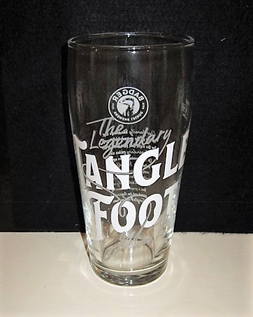 beer glass from the Hall & Woodhouse brewery in England with the inscription 'The legendary Tangle Foot'