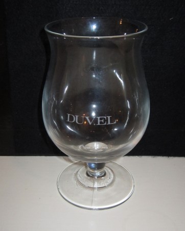 beer glass from the Duvel Moortgat brewery in Belgium with the inscription 'Duvel'