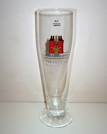 beer glass from the Feldschlosschen brewery in Switzerland with the inscription 'Feldschlosschen Original'