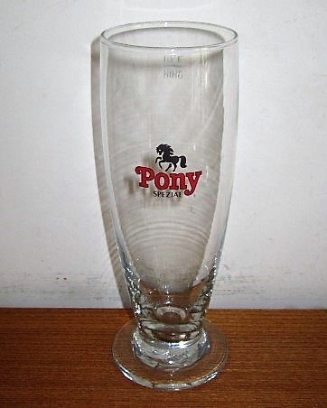 beer glass from the Eichhof  brewery in Switzerland with the inscription 'Pony Spezial'