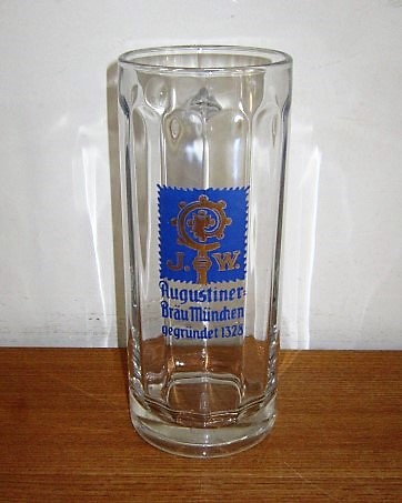 beer glass from the Augustiner brewery in Germany with the inscription 'Augustiner Brau Munchen Gegrundet 1328'