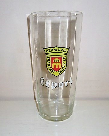 beer glass from the Gieen brewery in Germany with the inscription 'Germaina Brauerei Munster Export'