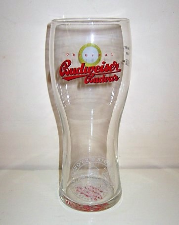 beer glass from the Budweiser Budvar brewery in Czech Republic with the inscription 'Budweiser Budvar De Budiwoyz Sigillvm Civivm'