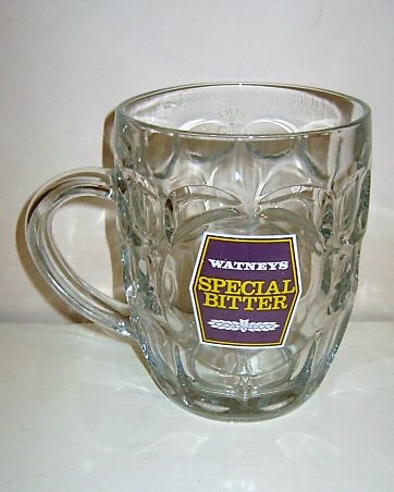 beer glass from the Watney Mann brewery in England with the inscription 'Watneys Special Bitter'