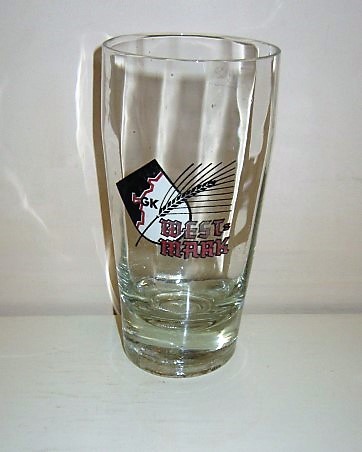 beer glass from the WestMark brewery in Germany with the inscription 'GK West Mark'