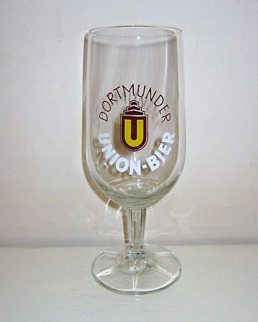 beer glass from the Dortmunder Union  brewery in Germany with the inscription 'Dortmunder Union Bier'