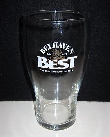 beer glass from the Belhaven brewery in Scotland with the inscription 'Belhaven Best The Cream Of Scottish Beer'