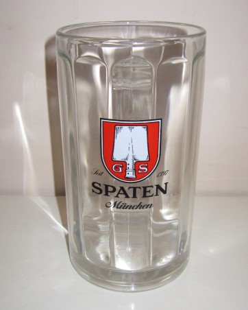 beer glass from the Spaten brewery in Germany with the inscription 'Siet 1397 Spaten Munchen'