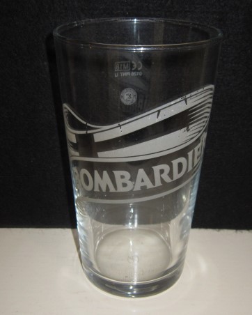 beer glass from the Charles Wells brewery in England with the inscription 'Bombardier'